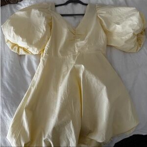 H&M Light Yellow Puff Sleeve Dress